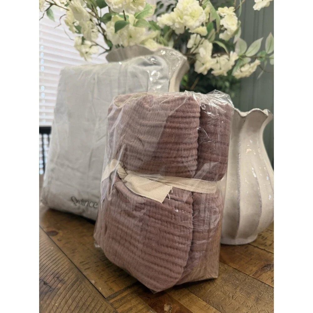 Quince BUNDLE- King Cal King Mist Linen Duvet Cover Set + Fig Gauze Shams $263